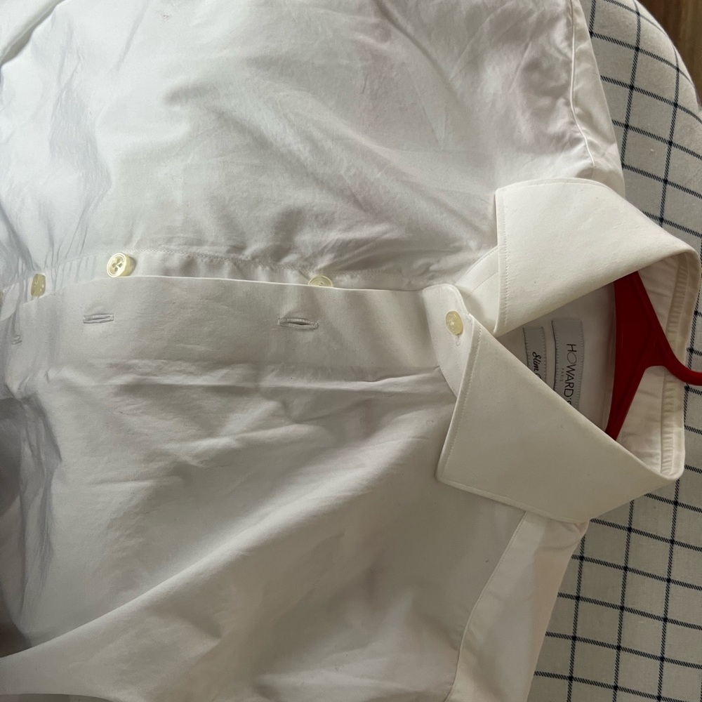 HOWARD’S Paris Mens White Cotton Dress Short 14.5-32 French Cuffs MADE IN FRNACE